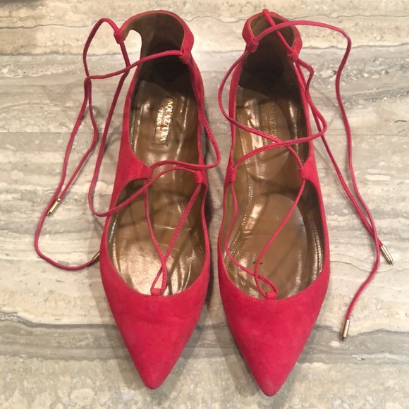 Aquazzura Shoes - Aquazzura Christy Suede Lace-Up Flats